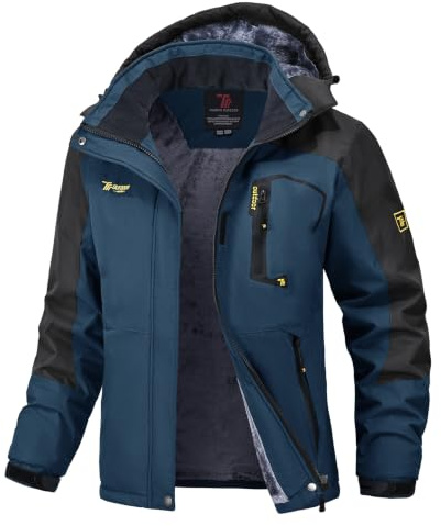 donhobo Womens Waterproof Jacket,Winter Hiking Warm Fleece Coat with Hood | Waterproof,Windproof Warm,Detachable Hood,Zipper Pockets,Ideal for Snow Sports Winter Outdoor Daily commute