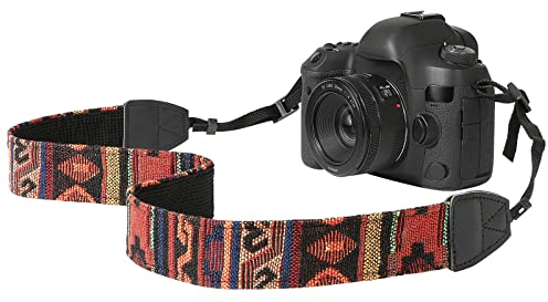 MoKo Tracolla Fotocamera, Cinghia a tracolla in Tela Cotone Intrecciata con Fibbie regolabili, Accessori Fotocamere, videocamere Tracolla per Fotocamere Digitali DSLR - Bohemia Arancione Scuro