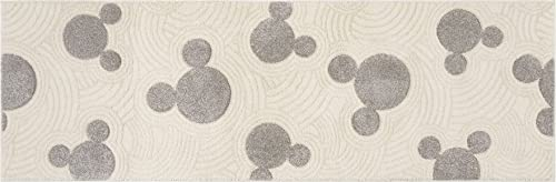 Gertmenian Mickey Mouse Läufer, Teppich, strukturierte Bodenmatte, Perfekter Teppich für Hauseingang, Flur, Küche, Schlafzimmer, Disney-Heimdekoration, 6,3 x 2,4 m, grau-weiß-elfenbeinfarbenes