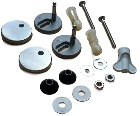 RTS Toilet Seat Replacement Parts / Fittings / Fixings - Top Fix Quick Release Bottom No Slip, Silver (RP24)
