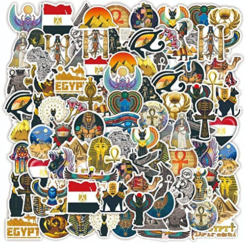 Wudaizhi Alte Ägyptenaufkleber, 50pcs, Verlorene Zivilisationen Pyramid Sphinx Pharaoh wasserdichte Vinylaufkleber -abziehbilder Für Laptop, Wasserbottle, Telefon, Skateboard, Gitarre, Helm