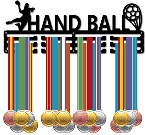 CREATCABIN Handball-Medaillenaufhänger Display Sportmedaillenhalter Über 60+ Medaillen Award Eisenhalter Gestell Rahmen Wandmontage Aufhängen Für Läufer Gymnastik Marathon Athlet Geschenk 40x15cm