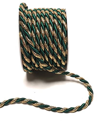 s.dekoda Kordel 10m x 6mm zweifarbig Grün - Gold Drehkordel Dekoband Kordelband Kordelschnur