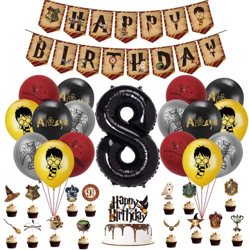 Geburtstag Luftballons Braun, XXL Zahl 8 Ballon Schwarz, Geburtstagsdeko Jungen 8, Zahlen Luftballon Folienballons 8, 38 Stück Luftballon Junge Geburtstag Kit für Kindergeburtstag Decorations