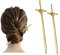 2 Pcs Girls Chopsticks Vintage Hair Sticks Hairpins Vintage Hair Accessories for Women Girls Long Hair (Golden)