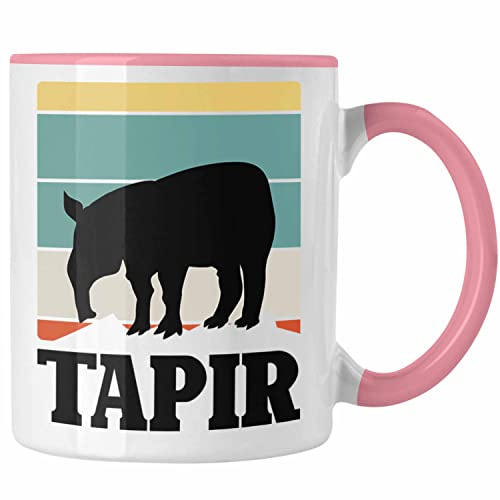 Trendation - Lustige Tapir Tasse Geschenk Tapir Liebhaber Grafik Retro (Rosa)