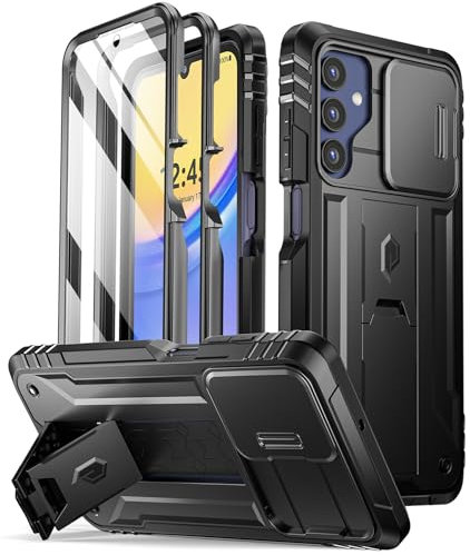 Poetic Revolution Coque pour Samsung Galaxy A15 5G, [Housse d'appareil Photo coulissante], [testée Contre Les Chutes de 6 m, de qualité Militaire], Coque intégrale Robuste de qualité Militaire avec