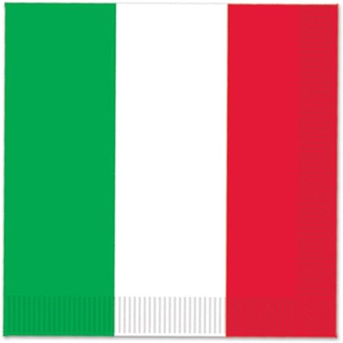Italienische Party-Dekorationen, 100 Stück, Italien-Flagge, grün-weiß und rot, Servietten für italienisches Partyzubehör