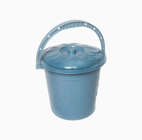 Plastic Bucket with Lid Handle Small Large Storage Bucket Bin Container Measures (Pastel Blue, 5L), B09TTG8W22