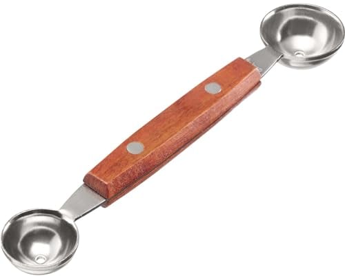 Westmark Doppelseitiger Kugelausstecher Woody – Kleiner Bällchenformer für Melone, Kiwi, anderes Obst und Gemüse sowie Eis, Frischkäse oder Butter – Rostfreier Edelstahl, Holz