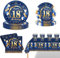 POPOYU 69Pcs 18th Birthday Party Tableware Navy Blue,18thBirthday Napkins Blue and Gold,18th BlueGold Table Cloth,18thBirthday Paper Plates and Cups for Men Women Birthday Gifts Party Supplies