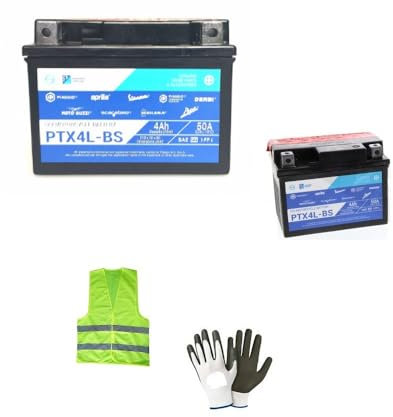 KOMPATIBEL MIT KYMCO Vitality 2T 50 Jahr 2004 al 2008 Batterie YTX4-BS PIAGGI-O PTX4-BS GELADEN UND BEREITS BEREIT ZU VERWENDEN. MOTORRADBATTERIEN 4AH 12VOLT 114X71X86MM