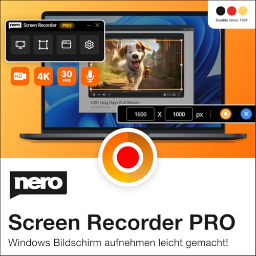 Nero Screen Recorder PRO 365 | Registrazione dello schermo del PC | 4K | Registrazione di video, audio, webcam | Creazione di tutorial, gameplay | Licenza annuale | 1 PC | Windows 11 / 10