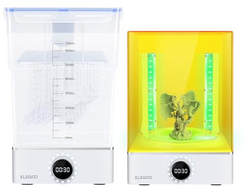 ELEGOO Mercury X Bundle Estación de Lavado y Estación de Curado para LCD SLA DLP Modelos Impresos en 3D Caja de Curado UV de Resina con Placa Giratoria de luz Inferior de 360°