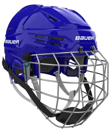 Bauer Re-Akt 55 - Casco combinato per hockey su ghiaccio, con griglia, taglia M, colore: Blu