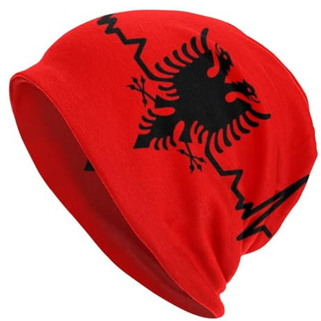 Herzschlag Albanien Flagge Haube Femme Coole Strickmütze Für Männer Frauen Warmer Winter Albanischer Adler Skullies Mützen Mützen Personalisiertes Freund