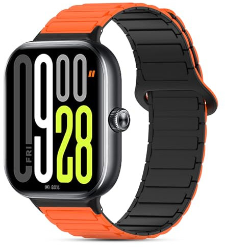 BDIG Magnetische Sport Loop Ersatzbänder für Xiaomi Redmi Watch 5/Xiaomi Mi Band 9 Pro, Silikon, Orange, Schwarz, Unisex, Sporty