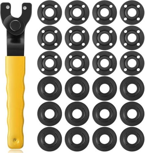 Hicarer 25 Pcs Angle Grinder Nut Angle Grinder Wrench Kit 5/8-11 Flange Metal Lock Nut Wrench Compatible with Dewalt/Makita/Bosch/Hitachi/Metabo (Yellow)
