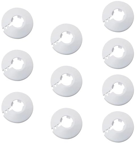 Heizungsrohr Rosette, 10 Stücke Kunststoffkappen-Kränze, 17 mm Durchmesser, Rohrmantel Heizkörperdekoration, für Wasserleitungen, Heizungsrohre (weiß)