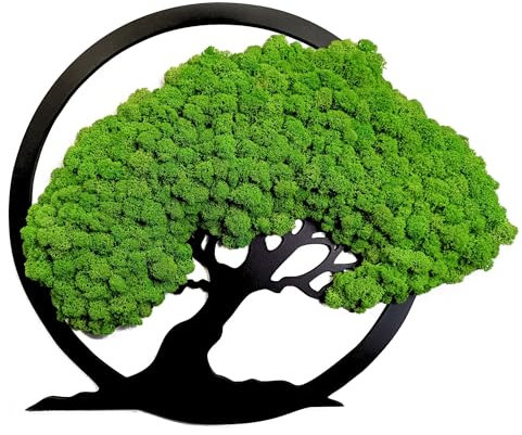Scandinavian Moss Moosbilder in Form Eines Baumes - Schön Aussehender Wand Baum - Bringen Sie Leben Ihre Wohnung - Wandbild aus Natürlichen Rohstoffen und Deko Moos 50cm