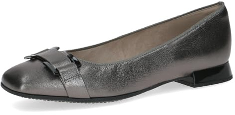 Caprice Damen Ballerinas aus Leder Kleiner Absatz, Silber (Dk Grey Metal.), 40 EU