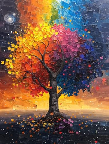 Malen Nach Zahlen Erwachsene Baum, Malen Nach Zahlen Pflanze, DIY Paint by Numbers Adult Handgemalt Ölgemälde auf Leinwand Kit mit Pinseln und Acrylfarbe für Wand Deko, 70x95cm (Rahmenlos) S-A-Z