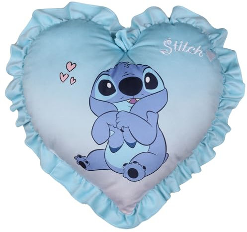 sarcia.eu Disney Stitch Blaues Kissen, dekorativ, herzförmig 45x45 cm Oeko-TEX
