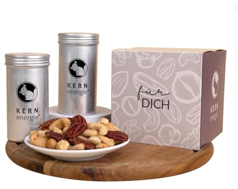 KERNenergie Nussgeschenk Set - Geschenkidee für Männer und Frauen - frisch geröstete Nussmischungen, sowie gebrannte und schokolierte Nüsse - Passend zu jedem Anlass - 4x90g (Für Dich)