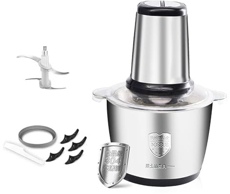 3L Hachoir éLectrique, Hachoir à Viande 300W Avec 4 Lames Amovibles, 2 Vitesses RéGlables, Mini Mixeur Hachoir, Acier Inoxydable, Pour La Viande, Fruits, Les Haricots, Oignon, Herbes (noir)