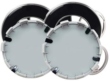 4Pièces Cache Moyeu 68 Mm, Auto Porte - clés, Couverture Centrale De Roue De Voiture, Capuchon Enjoliveur de Centre de Roue pour Cache Moyeu Facile à Utiliser, Noir Blanc