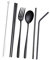 HOLIDYOYO 1 Set Set Di Posate in Acciaio Inossidabile Picnic Cucina Portatile Utensili Cucchiai Pentole Da Campeggio Trasporto Riutilizzabile Stoviglie Portatili Set Di Stoviglie Nero