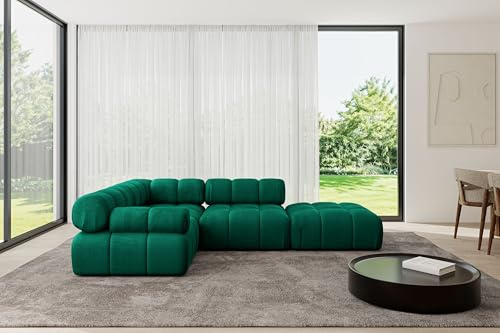 ALTDECOR Modulares Sofa Ecksofa in L-Form Corner modular Sofa Eckcouch Couch Wohnlandschaft Cauchsofa Polstersofa Felto-L1-285x190x70 cm Dunkelgrün