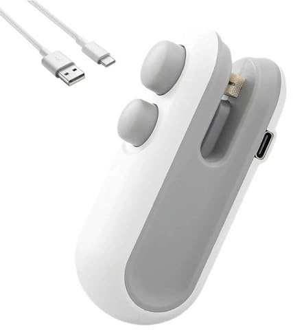 2-in-1 Bag Sealer and Cutter, Mini Food Sealer with Magnet Design, Mini Rechargeable Handheld Bag Sealing Machine for Chips Snacks Plastic Bags Fresh Storage (White, 1 PC)