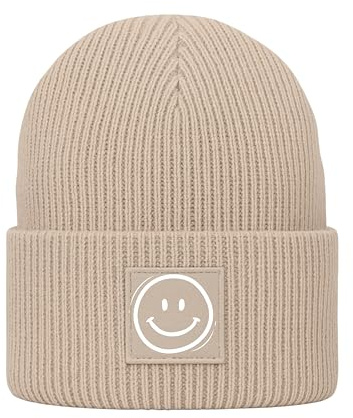 Lounis Kindermütze Smiley - warme weiche Kinder Strickmütze - Wintermütze für Kleinkinder - Beanie