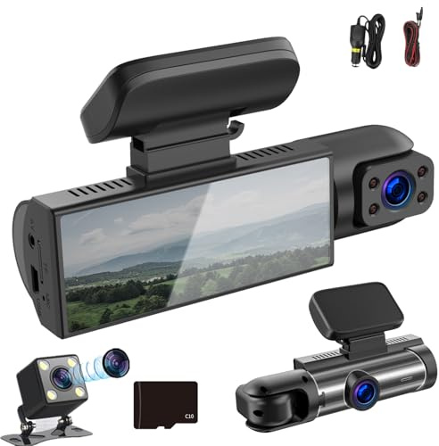 4k Dual Dashcam – Dein Augenzeuge Auf Jeder Fahrtauto, 310° Dash Cam Mit Super Nachtsicht, Weitwinkel, Loop-Aufnahme, Gleichzeitig Die Straße Vor Und Hinter Deinem Fahrzeug (64G)
