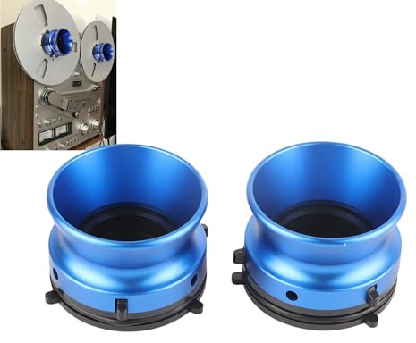 Greensen 1 Paar Nab-Hub-Adapter, 10 Zoll Aluminiumlegierung Tonbandgerät-Adapter für Studer Akai mit Poliertem Metallgriff und ABS-Basis (Blue)