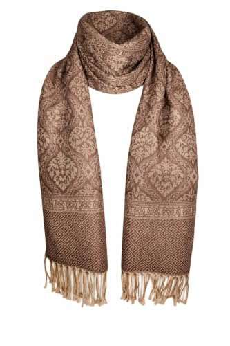 Orientaè 100% Kaschmir Schal Damen | 70x170 cm, Leicht, Extra Weich & Hautfreundlich, Elegante Stola für Herbst, Winter & Frühling, Eingewebtes Ornament