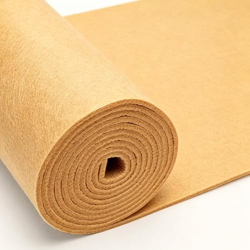 LUPATDY Filzrolle Filzstoff 40cm x 250cm Meterware, 4mm Stark, Filzmatte,Filz für DIY Aufbewahrungstasche Patchwork Nähen Filz zum Basteln Handwerken Dekoration Ocker
