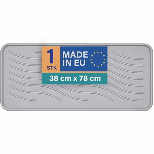 Bestlivings Schuhabtropfschale 78x38 cm Hellgrau, Schuhablage wasserdicht | 3-4 Paar Schuhe, hoher Rand, robuster Kunststoff, strukturierte Fläche, abspülbar, Universalablage für Haus, Tier & Garten