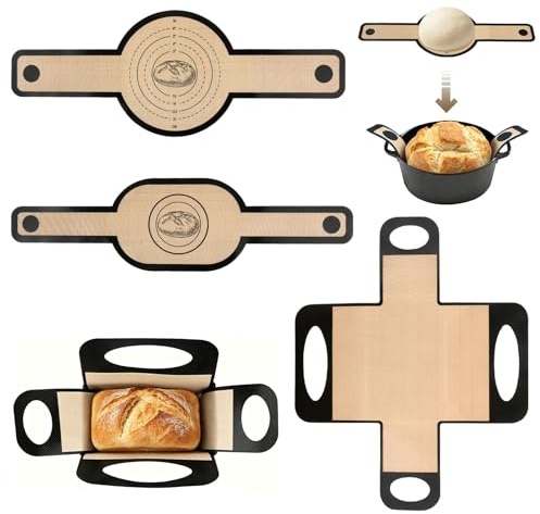 3er Set Silikon Backmatte Brot für Dutch Oven – Brotschlinge in 3 Ausführungen, -40-260°C, spülmaschinenfest – Brot Backmatte
