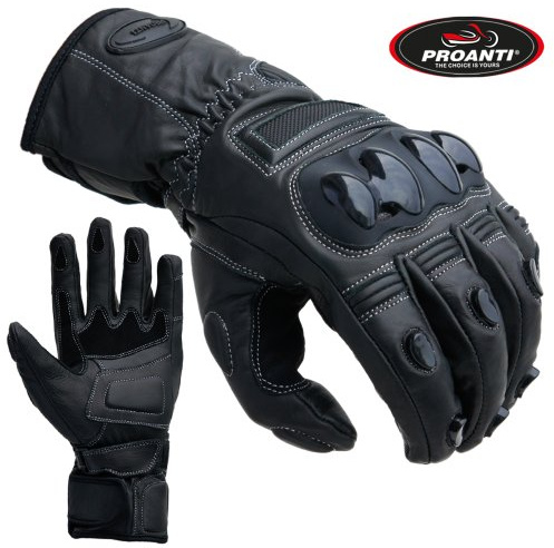 PROANTI Motorradhandschuhe Touring Race Motorrad Leder Handschuhe schwarz