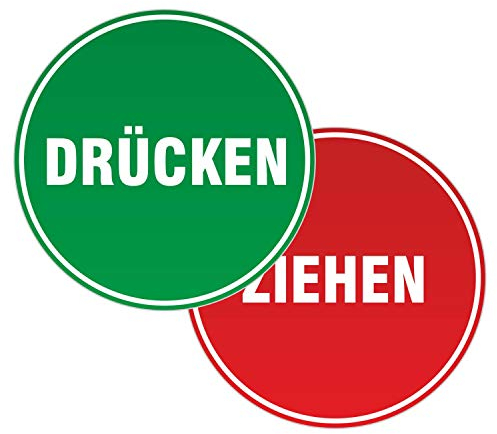 Aufkleber Set ziehen und drücken 6 cm rund wetterfest für Türen