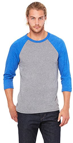 BELLA+CANVAS Unisex 3/4-Sleeve Baseball T-Shirt S Grey/TR RYL TRB