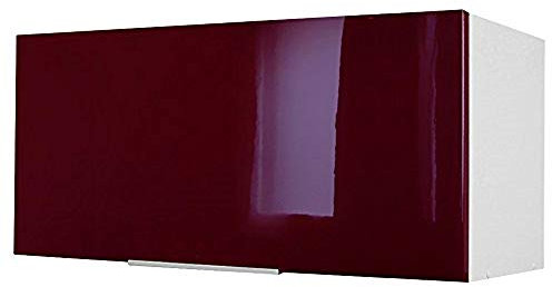 Berlioz Creations CH8HD Hängeschrank für Küche mit Dunstabzugshaube, in bordeauxfarbenem Hochglanz, 80 x 34 x 35 cm, 100 Prozent französische Herstellung