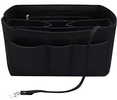 Filzeinsatz, Taschenorganizer, Tasche in Tasche mit Reißverschluss-Innentasche, passend für Neverfull Speedy 8010, Schwarz, L