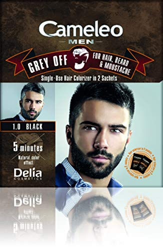 Cameleo Hombres color crema gris Off desechable Colorizer en 2 sobres para cabello, barba y bigote 5 min. Color natural efecto. 0% parabenos amoníaco PPD