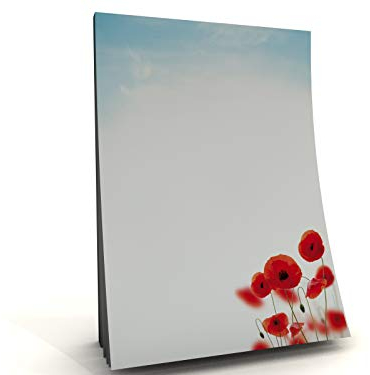 Notizblock A5 | Blumen, Nature Motivpapier Block | Mohnblumen | 50 Blatt, 90g/qm | Schreibnotizblock | Notizblock | Schreibblock A5 | Paperandpicture