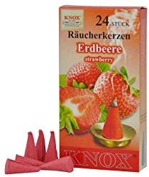 KNOX Räucherkerzen - Duft: Erdbeere - Menge: 24 Stück - Brenndauer: ca. 10-15 min - Made in Germany