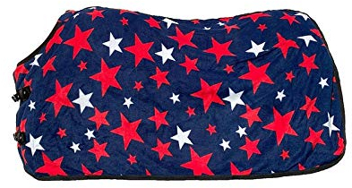German Riding Fleecedecke Stars Transport- und Abschwitzdecke Navy/rot/weiß 95
