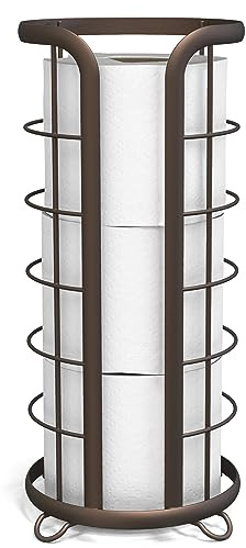 Brookstone Toilettenpapierhalter, freistehend, für Badezimmer, Modern, Echte Bronze, hält Mega-Rollen